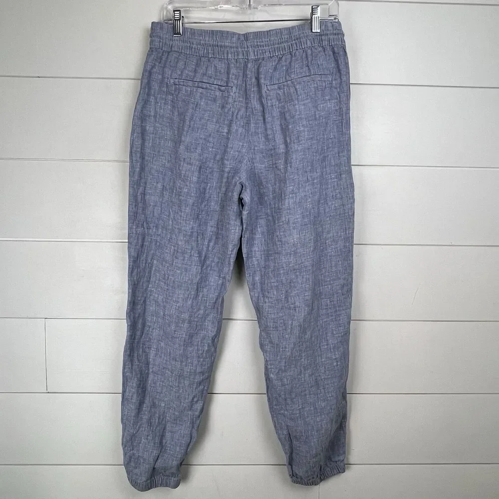 Athleta 2023 Retreat 100%‎ Linen Jogger Pants Women 8 Blue